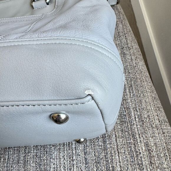 TIGNANELLO Versatile Gray Soft Leather Shoulder Crossbody Handbag Purse Tote Zip - Picture 6 of 16